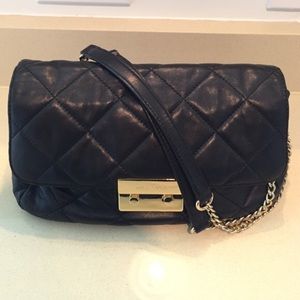 Black soft leather chain bag
